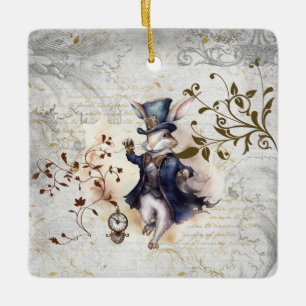 Ornamento De Cerâmica Coelho Branco