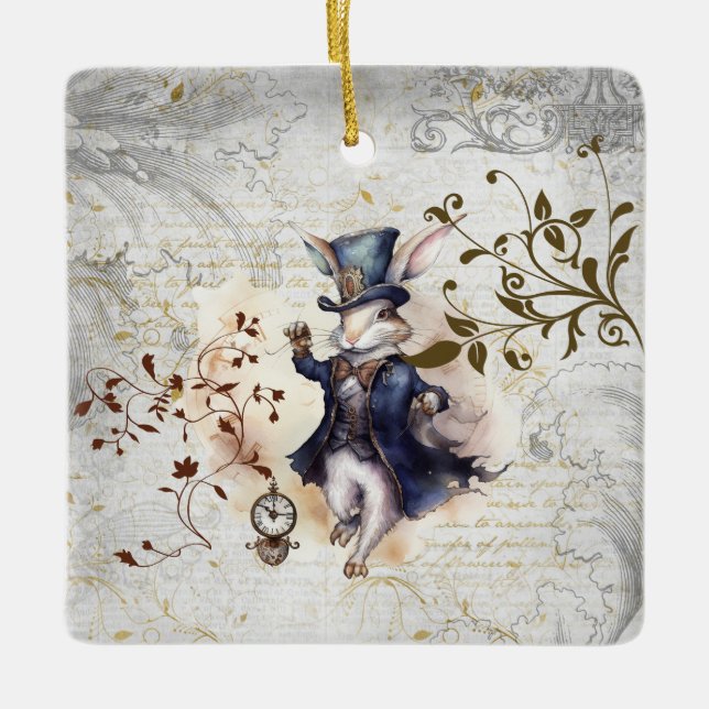 Ornamento De Cerâmica Coelho Branco (Frente)