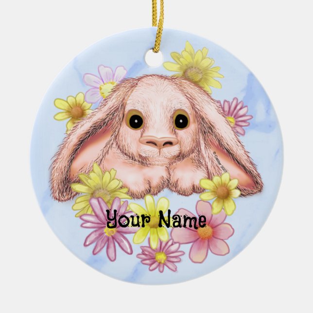 Ornamento De Cerâmica Coelho Bunny Rabbit (Frente)