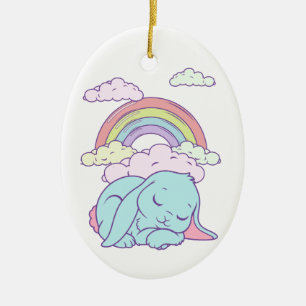 Ornamento De Cerâmica Coelho Coelho Arco-íris Desenho Kawaii Fofo