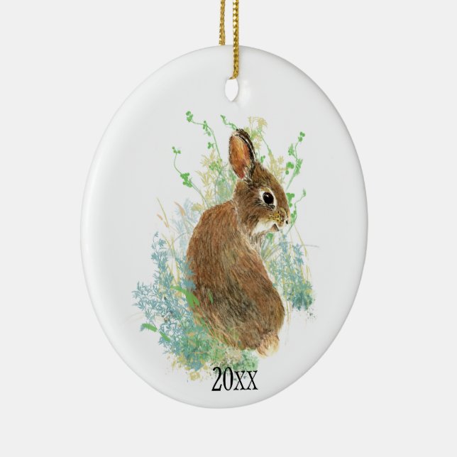 Ornamento De Cerâmica Coelho Coelho Bonito Pet Animal Data Personalizada (Direito )