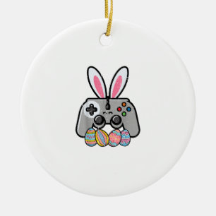 Ornamento De Cerâmica Coelho de Controle de Jogos de Páscoa Meninos Cria