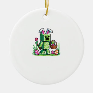 Ornamento De Cerâmica Coelho de Pixel de Páscoa Caça a Ovos Meninos Cria