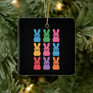 Ornamento De Cerâmica Coelho do Dia de Páscoa Ovos Xadrez Leopardo