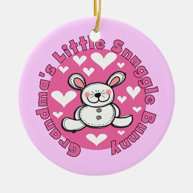 Ornamento De Cerâmica Coelho do Snuggle da avó pouco (Frente)