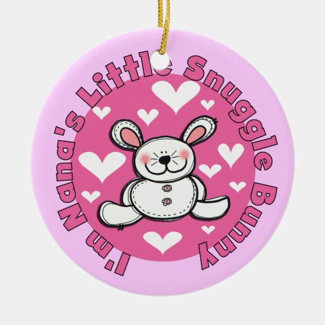 Ornamento De Cerâmica Coelho do Snuggle de Nana pouco (Frente)