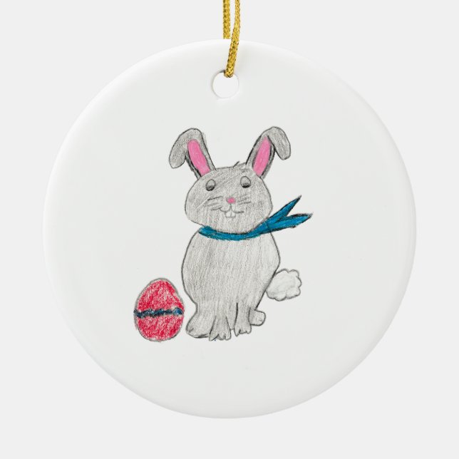 Ornamento De Cerâmica Coelho páscoa (Frente)
