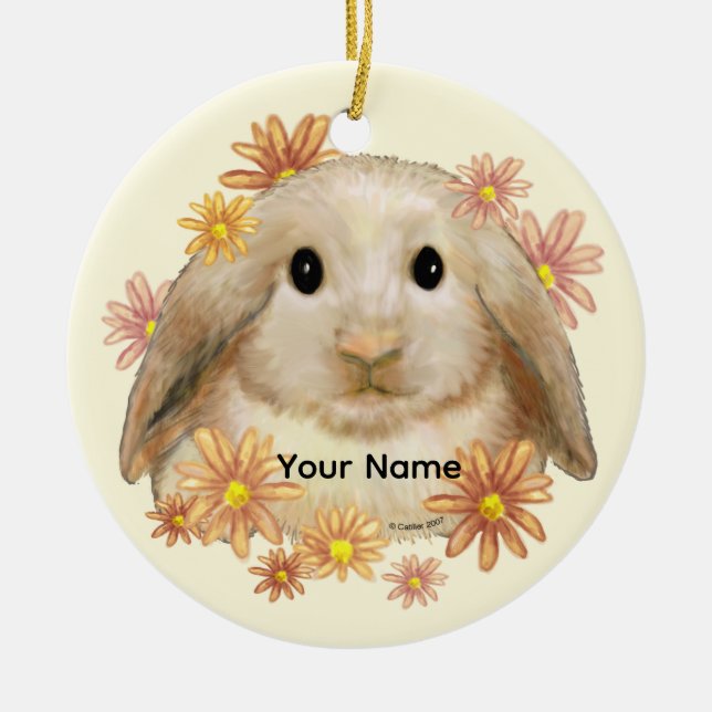 Ornamento De Cerâmica Coelho Rei Bunny (Frente)