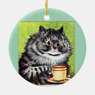 ORNAMENTO DE CERÂMICA COFFEE CAT LOUIS WAIN ART ORNAMENT