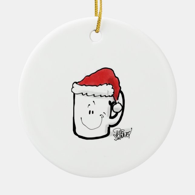 Ornamento De Cerâmica Coffee Mug no cartão de Papai Noel (Frente)