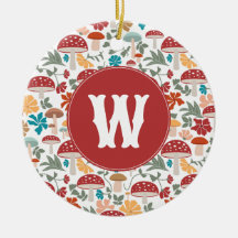 Cogumelos e Meio século Floral Moderno Monograma