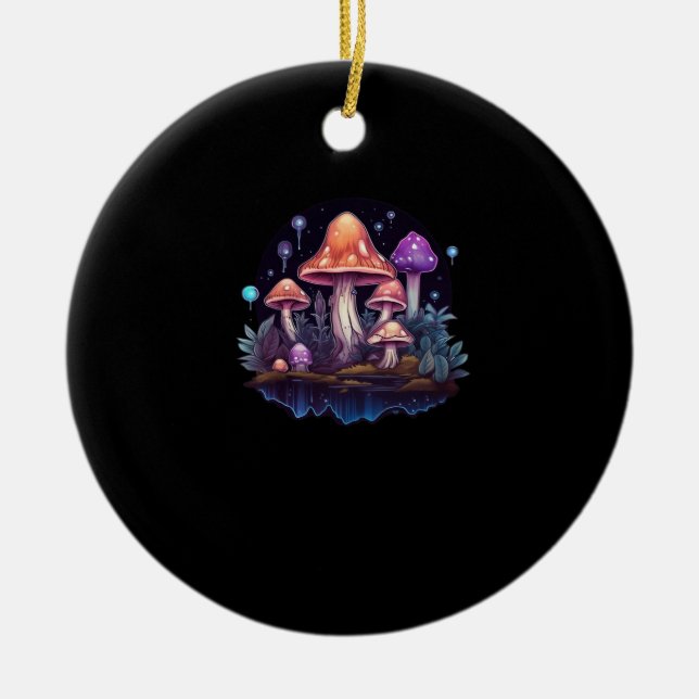 Ornamento De Cerâmica Cogumelos Whimsigoth E Cristais (Frente)