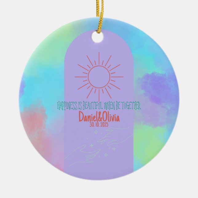 Ornamento De Cerâmica Coisa Profunda Roxo De Febre Suave (Frente)