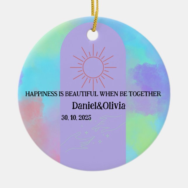 Ornamento De Cerâmica Coisa Profunda Roxo De Febre Suave (Frente)