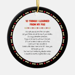 Ornamento De Cerâmica Coisas Engraçadas Que Aprendi Com Meu Pug