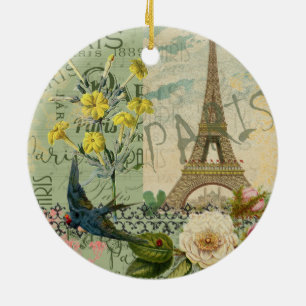 Ornamento De Cerâmica Colagem da arte gráfica do viagem de Paris France