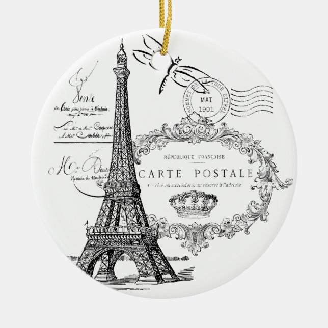Ornamento De Cerâmica colagem da torre Eiffel (Frente)