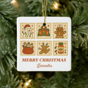 Ornamento De Cerâmica Colagem de Enfermeira de Natal Holiday Keepsanam