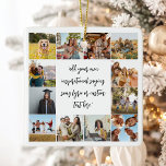 Ornamento De Cerâmica Colagem de Fotos 12 Personalizada Moderna com Cota<br><div class="desc">Crie o seu próprio ornamento personalizado de aspas,  com 12 imagens ao lado do texto personalizado na caligrafia elegante do script. Todo o texto e cores e pode ser ajustado ao seu gosto neste design.</div>