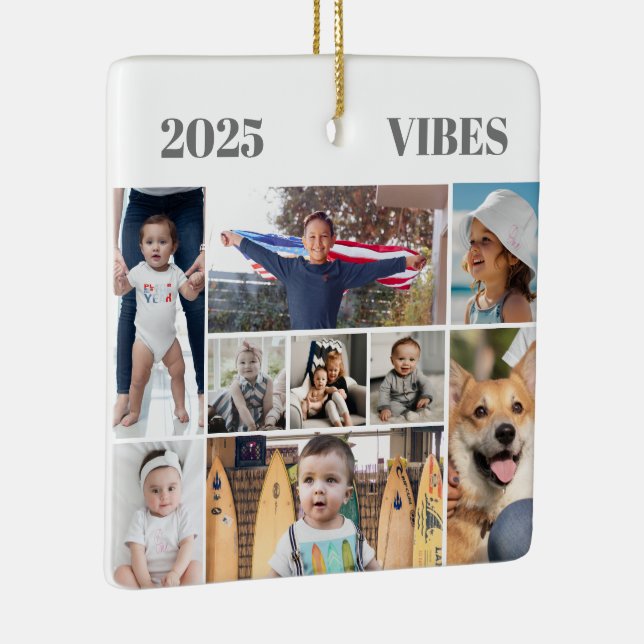 Ornamento De Cerâmica Colagem de Fotos de 9 Imagens (Direito )