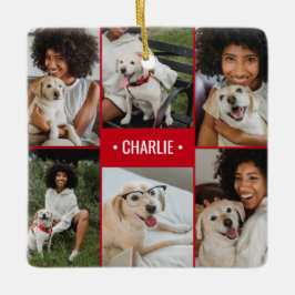 Ornamento De Cerâmica Colagem de Fotos de Cachorro Personalizada