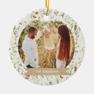Ornamento De Cerâmica Colagem de Fotos de Natal da Família Russa