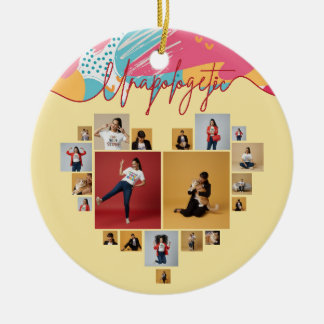 Ornamento De Cerâmica Colagem de Fotos Feminina Personalizada e Sem Desc