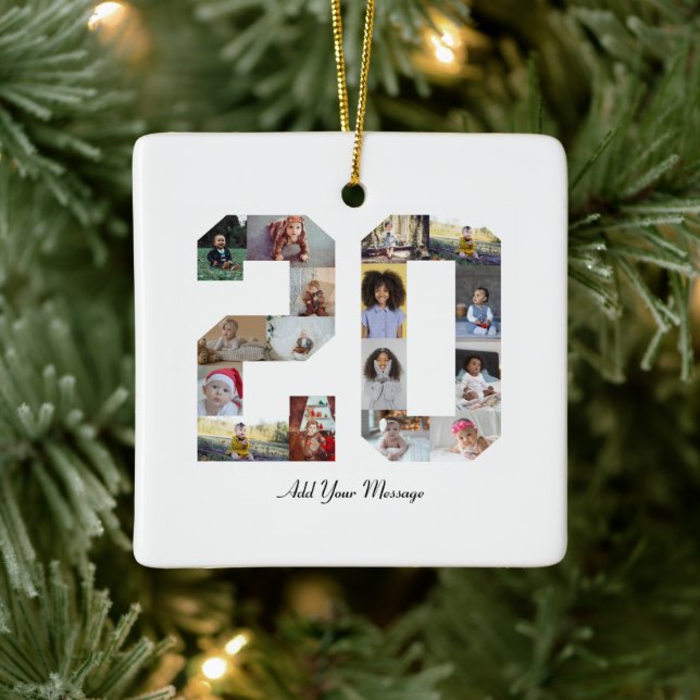 Ornamento De Cerâmica Colagem de Fotos Número 20 (Árvore)