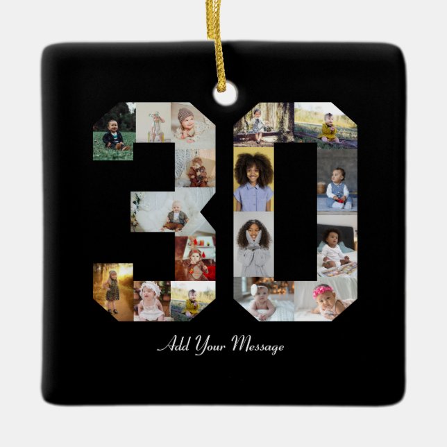 Ornamento De Cerâmica Colagem de Fotos Número 30 (Frente)