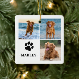 Ornamento De Cerâmica Colagem de Fotos Personalizada de Cão Amante de Pa