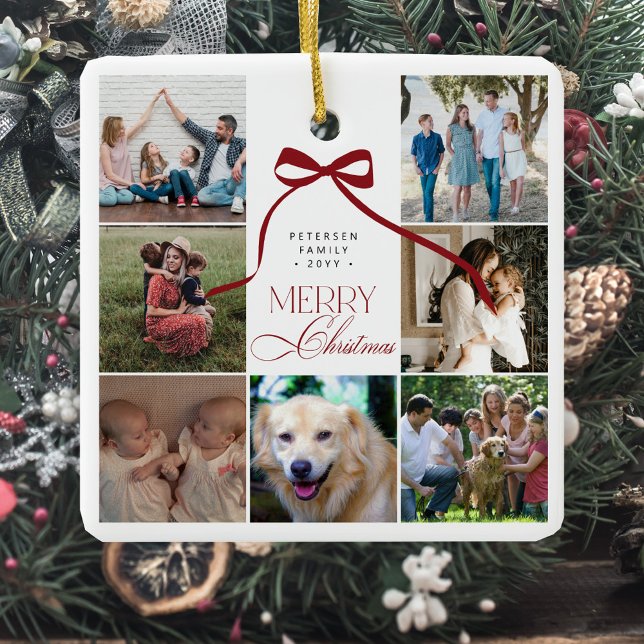 Ornamento De Cerâmica Colagem de fotos personalizada do arco vermelho Fe (Criador carregado)