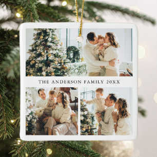 Ornamento De Cerâmica Colagem de Fotos Personalizadas da Família