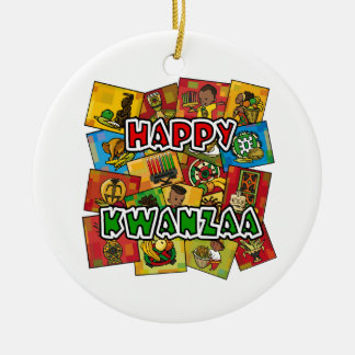 Ornamento De Cerâmica Colagem feliz de Kwanzaa