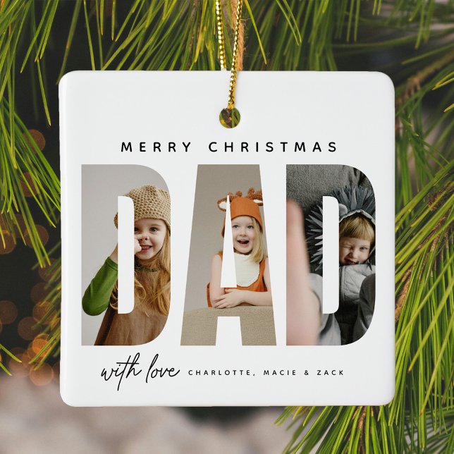 Ornamento De Cerâmica Colagem Personalizada de Fotos do PAI de Tendência (Criador carregado)