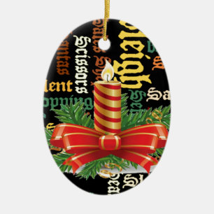 Ornamento De Cerâmica Coleção de Artes de Palavras de Velas de Natal