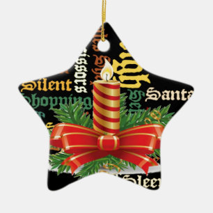 Ornamento De Cerâmica Coleção de Artes de Palavras de Velas de Natal