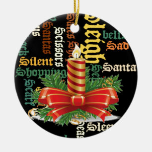Ornamento De Cerâmica Coleção de Artes de Palavras de Velas de Natal