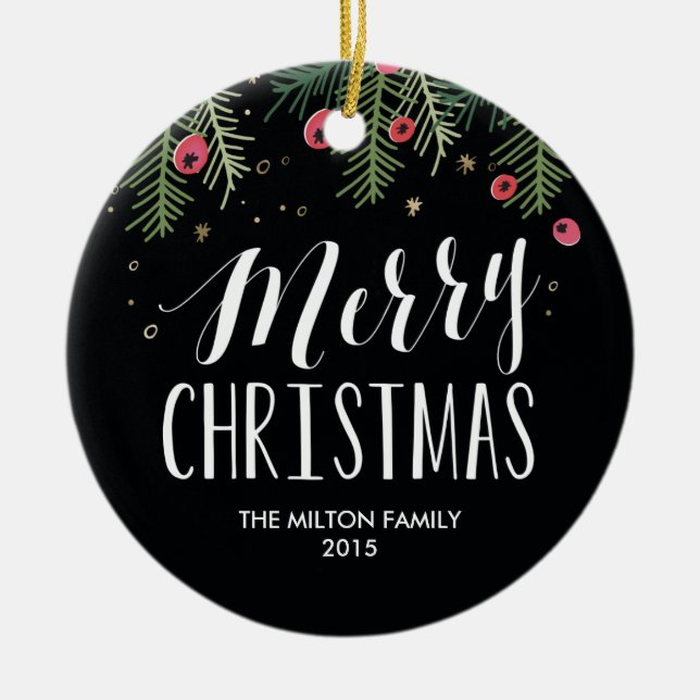 Ornamento De Cerâmica Coleção de Berry de feliz (Frente)