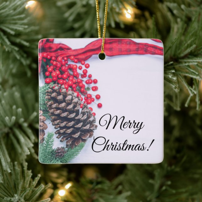 Ornamento De Cerâmica Coleção de Cones de Pinho Feriado (Árvore)