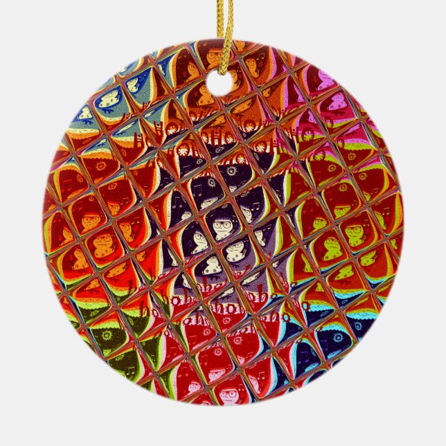 Ornamento De Cerâmica Coleção de Cores de Natal abstrato. (Frente)