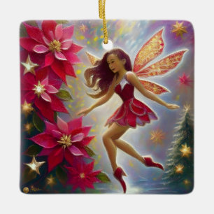 Ornamento De Cerâmica Coleção de Fadas de Natal - Cabelo Leve Auburn