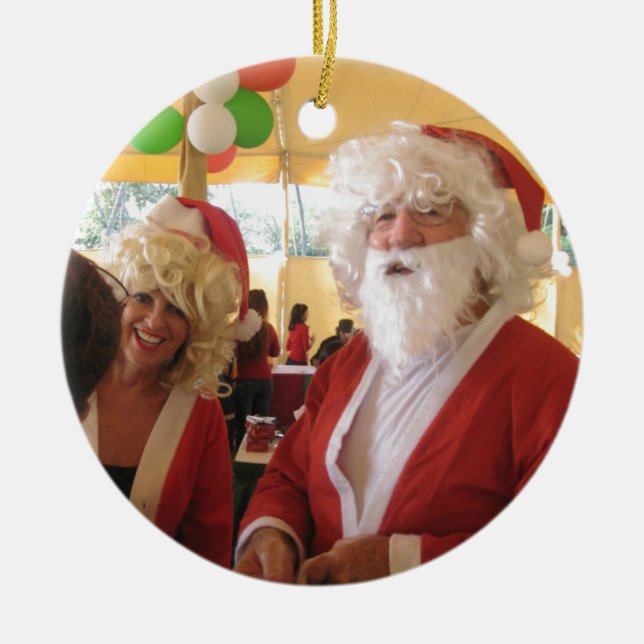 Ornamento De Cerâmica Coleção de Papais noeis Elegantes. (Frente)