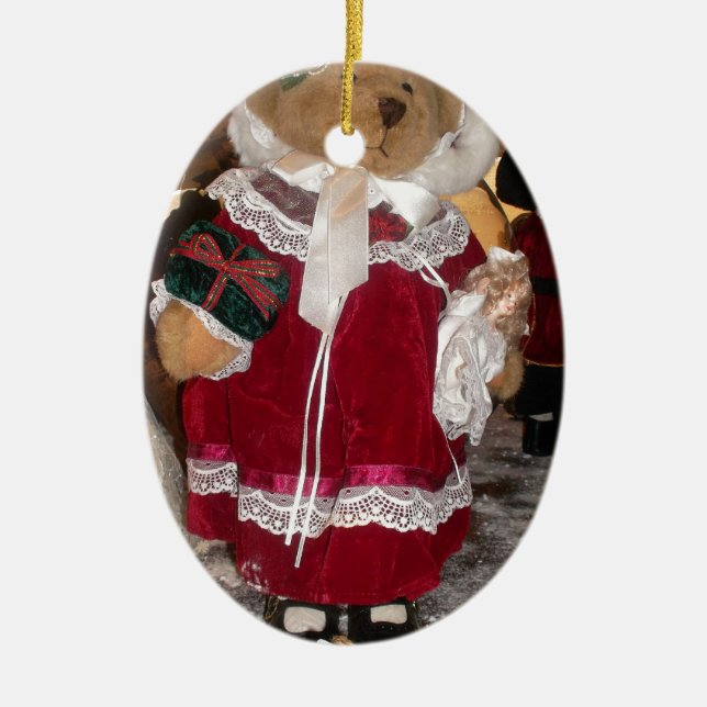 Ornamento De Cerâmica Coleção De Ursos De Pano De Natal. (Frente)