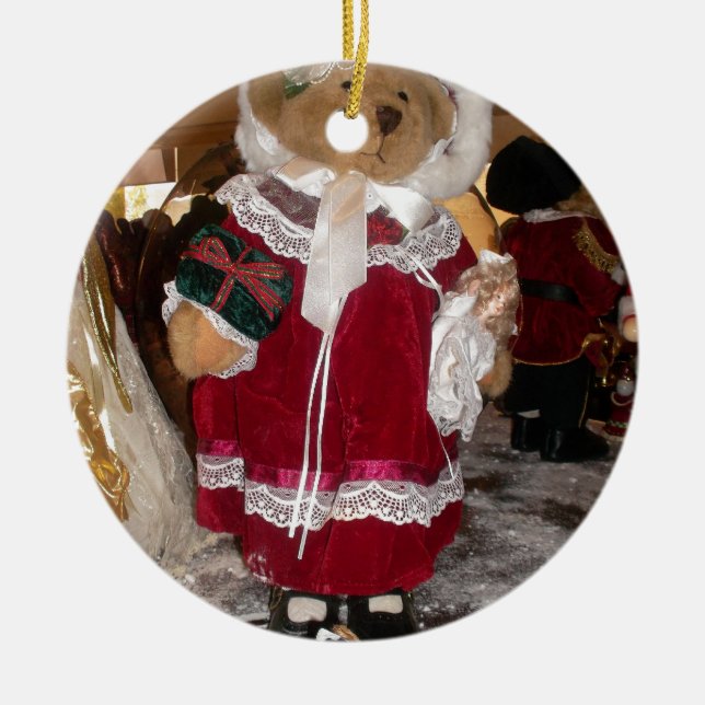 Ornamento De Cerâmica Coleção De Ursos De Pano De Natal. (Frente)