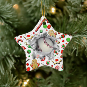Ornamento De Cerâmica Colecionável de beisebol personalizado