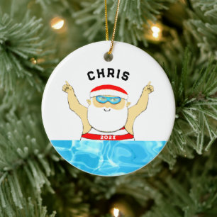 Ornamento De Cerâmica Colecionável de natação personalizado