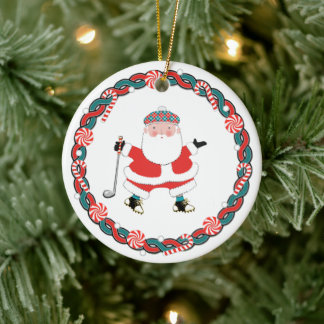 Ornamento De Cerâmica Colecionável de Natal de Golfe Personalizado
