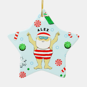 Ornamento De Cerâmica Colecionável de Natal de Natação