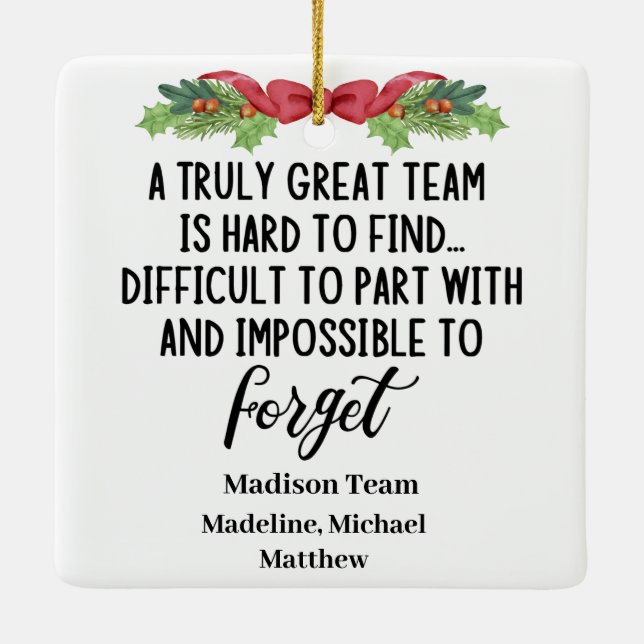 Ornamento De Cerâmica Colega de Trabalho Personalizado Saindo da Equipe  (Verso)