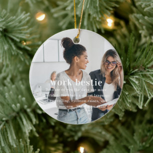 Ornamento De Cerâmica Colega de trabalho Presente de Natal com Foto Se